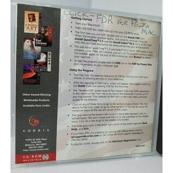 FDR Franklin Delano Roosevelt CD Rom Mac Corbis No Scratches Clean - Picture 8 of 10